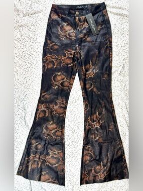 Willow Black & Brown Snakeskin look Flare Jeans